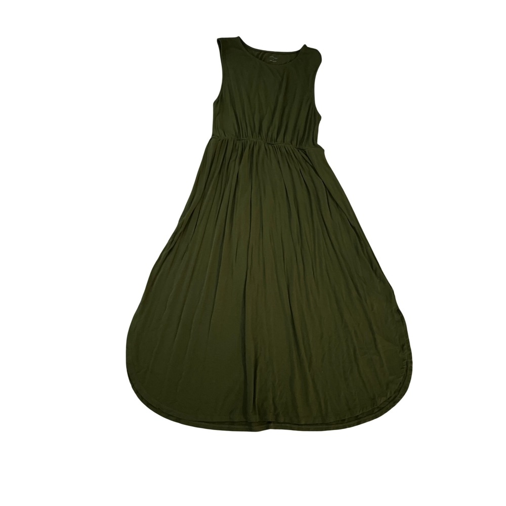 Daily Ritual Womens Olive Green Sleeveless Empire Waist Jersey Maxi Dress Large